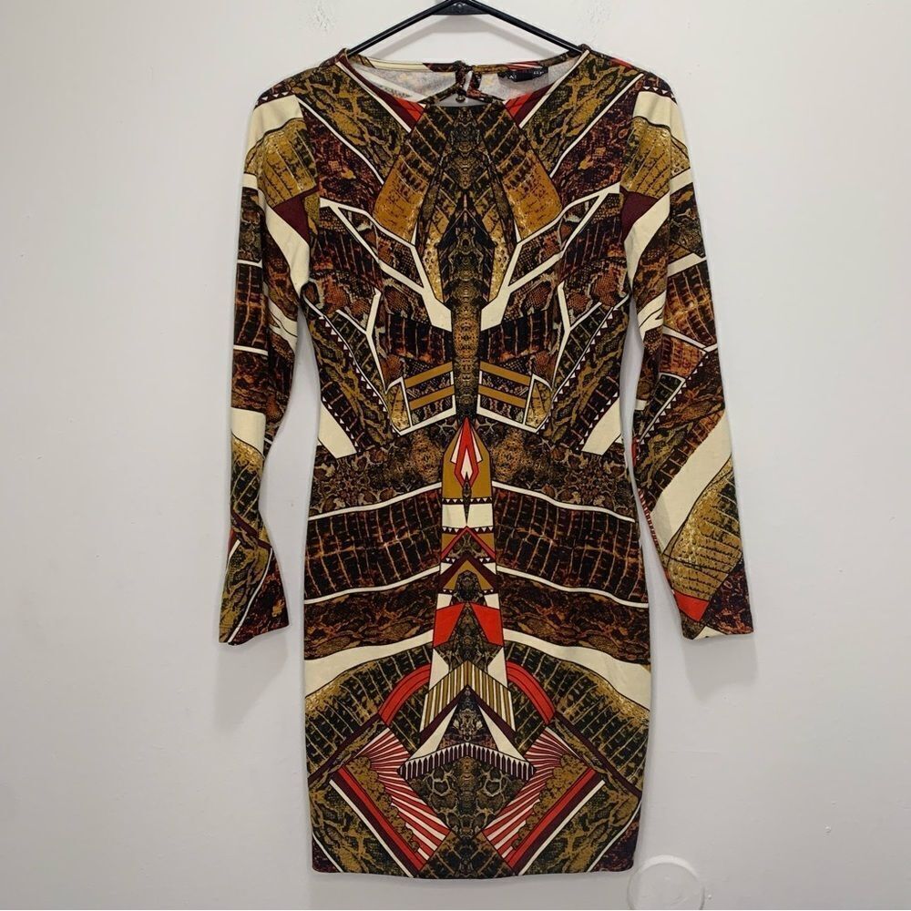 Rampage Reptile Print Aztec Bodycon Open Back Dress Size Medium